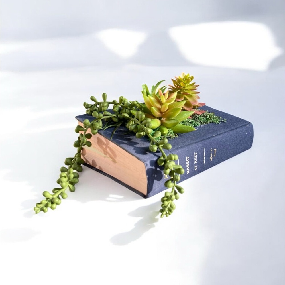 Faux Plant Book Planter Made From Real Vintage Book